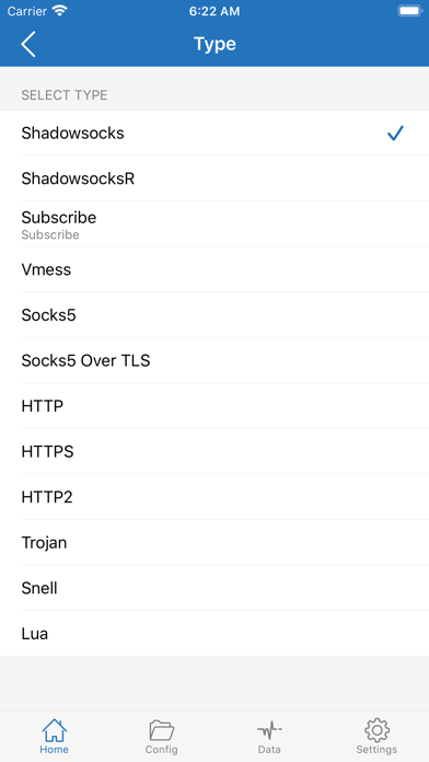 Type list with Shadowsocks checked, including Subscribe, Vmess, Trojan, and others